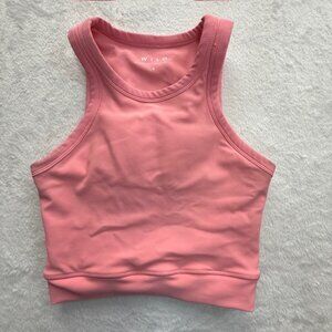 Wilo The Label Pink Ribbed Racerback Sports Bra Tank Cropped Size S